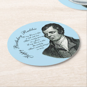 Happy Birthday Rabbie - Robert Burns Runder Pappuntersetzer