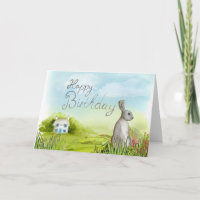 Happy Birthday Rabbit Blank Grußkarte