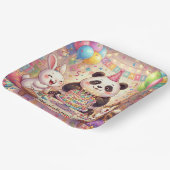 Happy Birthday Rabbit Panda Cat Cute Animals Pappteller (Gewinkelt)