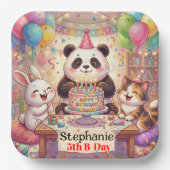 Happy Birthday Rabbit Panda Cat Cute Animals Pappteller (Vorderseite)