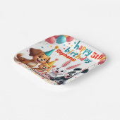 Happy Birthday Rabbit Panda Cat Dog Cute Animals  Pappteller (Gewinkelt)