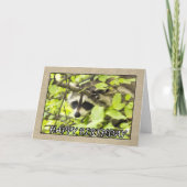 Happy Birthday Raccoon in Tree Card Karte (Vorderseite)