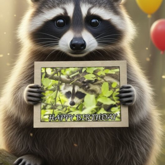 Happy Birthday Raccoon in Tree Card Karte