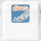 Happy birthday racing car cloud Square Quadratischer Aufkleber (Tasche)