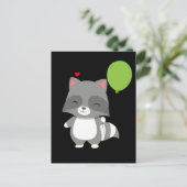 Happy Birthday Racoon Boy Girl Balloon Trash Panda Postkarte (Stehend Vorderseite)