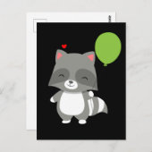 Happy Birthday Racoon Boy Girl Balloon Trash Panda Postkarte (Vorne/Hinten)