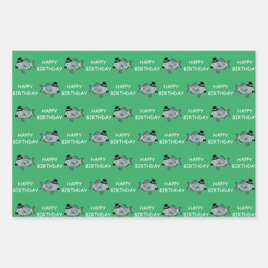 Happy Birthday Raffinierter Fisch Geschenkpapier Set (Vorderseite 2)