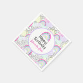 Happy Birthday Rainbow 90's Girl's Kawaii Party Serviette (Ecke)