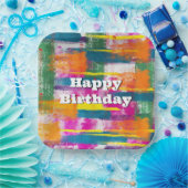 Happy Birthday Rainbow Abstrakt Pappteller (Party)