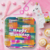 Happy Birthday Rainbow Abstrakt Pappteller (Party)
