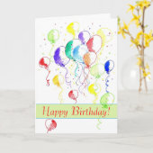 Happy Birthday Rainbow Balloons Aquarell Karte (Gelbe Blume)
