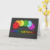 Happy Birthday Rainbow Balloons Colorful Card Karte (Gelbe Blume)