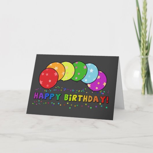 Happy Birthday Rainbow Balloons Colorful Card Karte (Vorderseite)