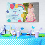 Happy Birthday Rainbow Balloons Custom Foto Text Banner<br><div class="desc">Ein super lustiges Geburtstagsbanner mit dem Foto des Geburtstags und 3 Textzeilen,  gerahmt von festlichen Ballons und einem bunten Regenbogen. Perfekt für jedes Alter.</div>