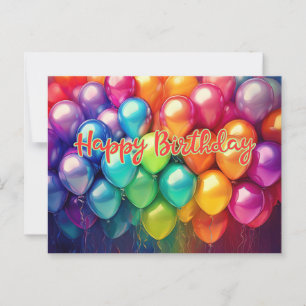 Happy Birthday Rainbow Balloons Postkarte