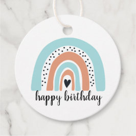 Happy Birthday Rainbow Blue Peach Geschenkanhänger