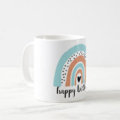 Happy Birthday Rainbow Blue Peach Kaffeetasse (Vorderseite Links)