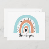 Happy Birthday Rainbow Blue Peach Postkarte (Vorne/Hinten)