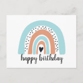 Happy Birthday Rainbow Blue Peach Postkarte (Vorderseite)