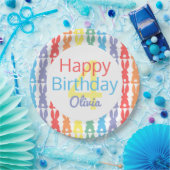 Happy Birthday Rainbow Bunny Personalisiert Kids Pappteller (Party)