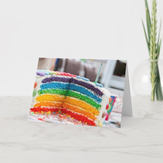 Happy Birthday Rainbow Cake LGBT Card Karte (Vorderseite)
