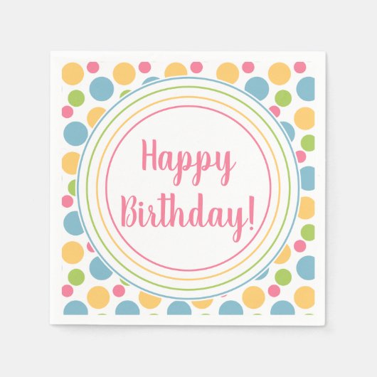Happy Birthday Rainbow Colors Serviette (Vorderseite)