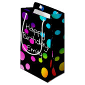 Happy Birthday Rainbow Dots Kleine Geschenktüte (Vorderseite Schrägansicht)