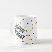 Happy Birthday Rainbow Dots Muster Weiß Kaffeetasse (Vorderseite Links)
