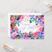 Happy Birthday Rainbow Garden Floral Karte (Vorderseite/Rückseite Beispiel)