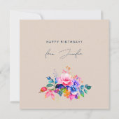 Happy Birthday Rainbow Garden Floral Navy Karte (Rückseite)