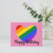 Happy Birthday Rainbow Heart #1 Postcard Postkarte (Stehend Vorderseite)