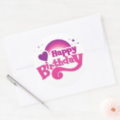 Happy Birthday Rainbow Heart Round Sticker (Umschlag)
