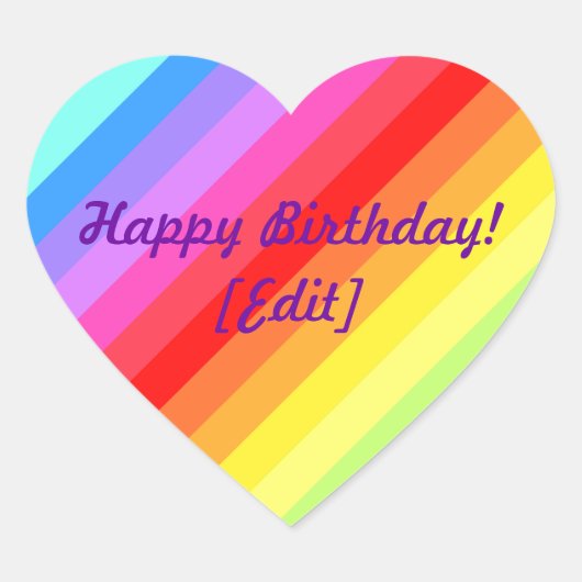Happy Birthday - Rainbow Heart Stickers (Vorderseite)