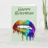 Happy Birthday Rainbow Lips Drilling Karte (Vorderseite)