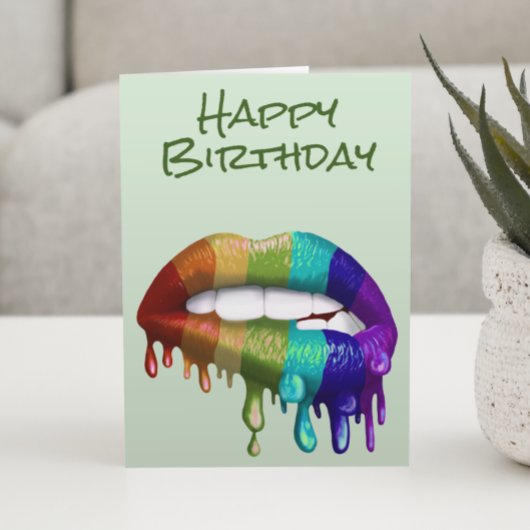 Happy Birthday Rainbow Lips Drilling Karte