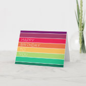 Happy Birthday | Rainbow Modern Stripe LGBT Fun Karte (Vorderseite)