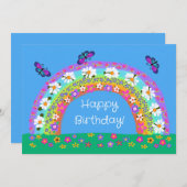 Happy Birthday Rainbow of Blume Butterflies (Vorne/Hinten)