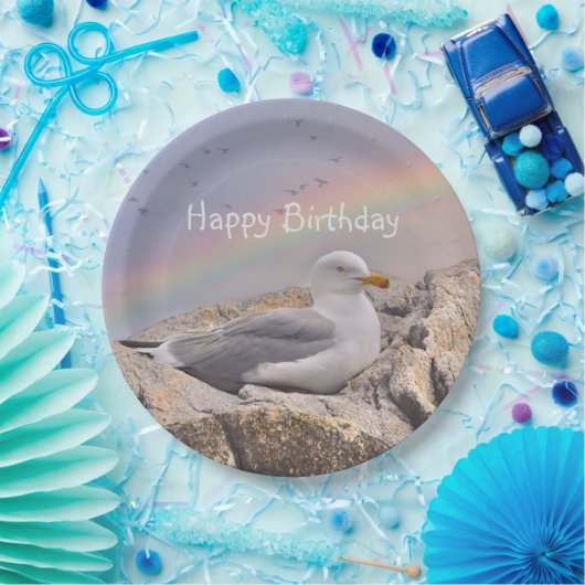 Happy Birthday Rainbow Seagull Pappteller (Party)