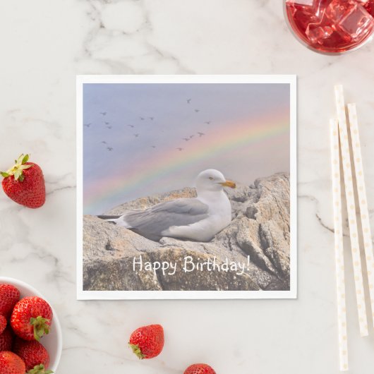 Happy Birthday Rainbow Seagull Serviette (Beispiel)