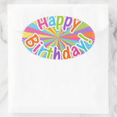Happy Birthday Rainbow Text Ovaler Aufkleber (Tasche)