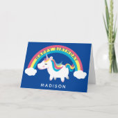Happy Birthday | Rainbow Unicorn | Add Their Name Karte (Vorderseite)