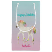 Happy Birthday Rainbow Unicorn Name Kleine Geschen Geschenktüte (Vorderseite)