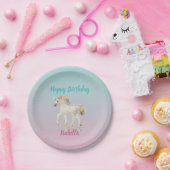 Happy Birthday Rainbow Unicorn Name Paper Plate Pappteller (Party)