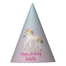 Happy Birthday Rainbow Unicorn Name - Party Hat