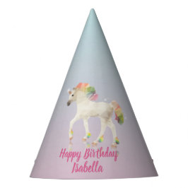 Happy Birthday Rainbow Unicorn Name - Party Hat Partyhütchen
