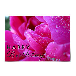 "Happy Birthday" Raindrop Pink Peony Card Karte