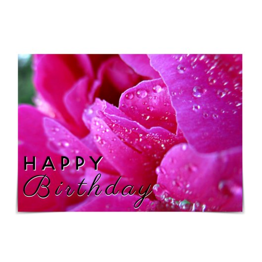 "Happy Birthday" Raindrop Pink Peony Card Karte