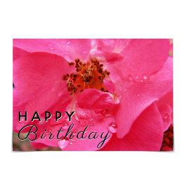 "Happy Birthday" Raindrop Pink Rose Card Karte