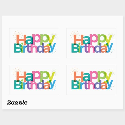 Happy Birthday Rechteckiger Aufkleber (Blatt)