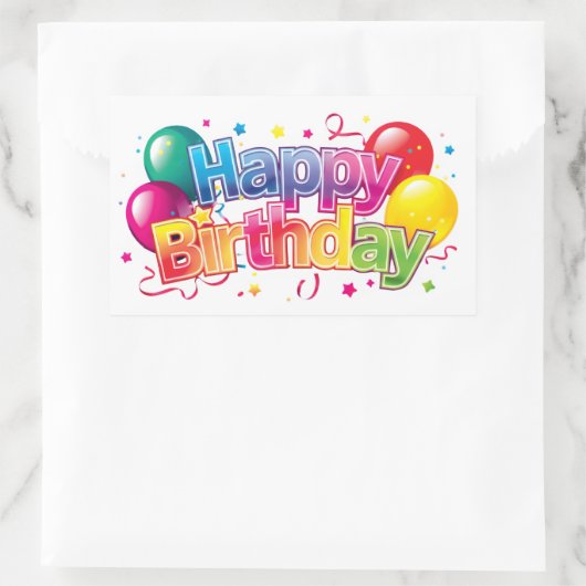 Happy Birthday Rechteckiger Aufkleber (Tasche)